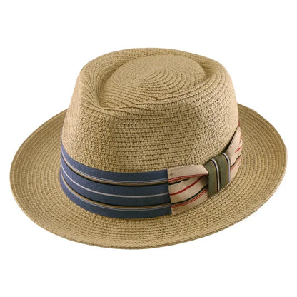 2025 New Fedora Straw Hat With Wide Striped Band