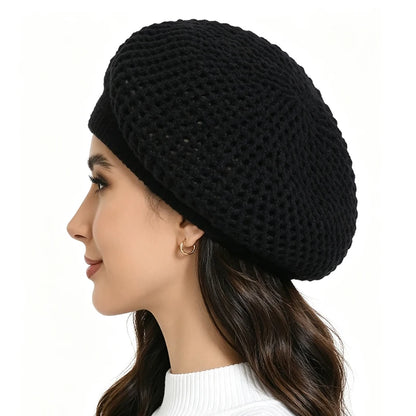 Autumn And Winter Style Double-Layered Mesh Beret Cap