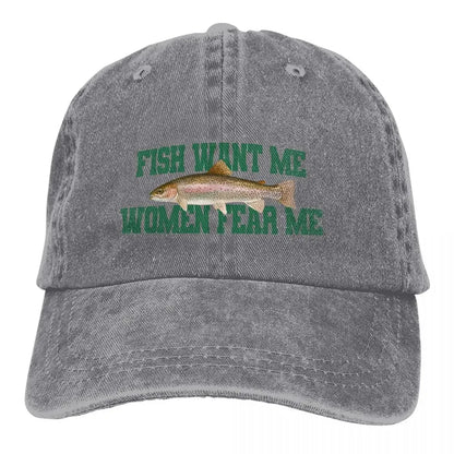 Pure Color Dad Hats Fish Want Me Women