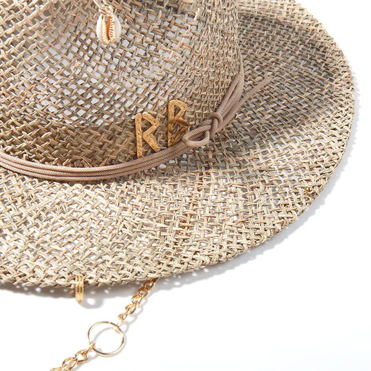 European And American Style Pin Design Straw Hat Female