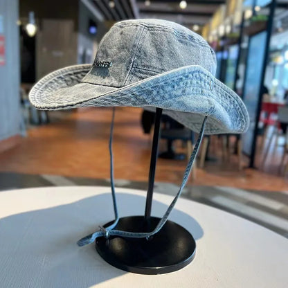 Denim Cloth Bucket Hat Men Women Outdoor