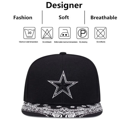 Fashion Embroidery Mens Womens Summer Snapback Cap Cashew Pattern Snapback Hip Hop