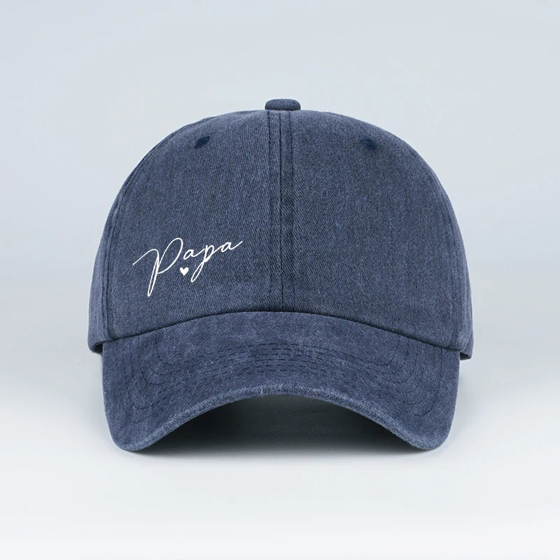 Retro “Papa” Handwritten Print Washed Baseball Cap