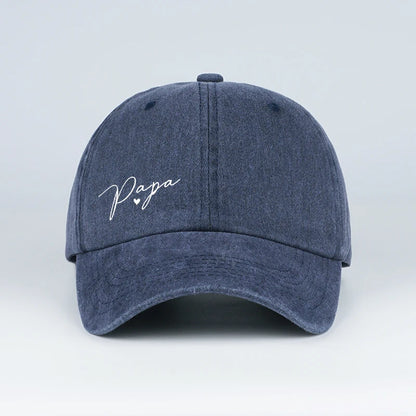 Retro “Papa” Handwritten Print Washed Baseball Cap