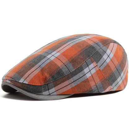 Summer Plaid Thin Beret Women Men Fashion Vintage Visor Hat