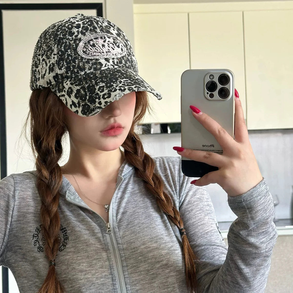 Street Retro Leopard Print Embroidery Baseball Hats