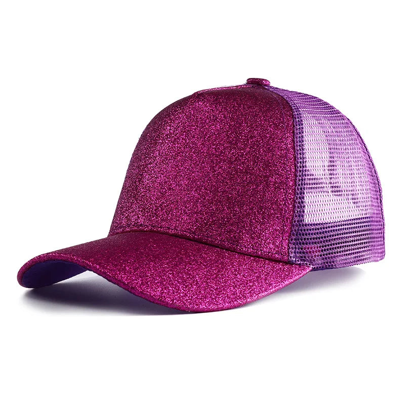 Summer Glitter High Ponytail Baseball Cap Female