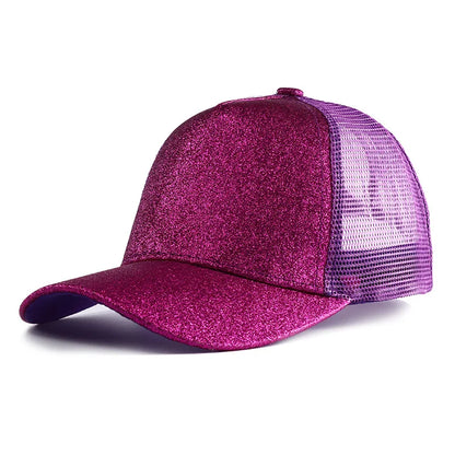 Summer Glitter High Ponytail Baseball Cap Female