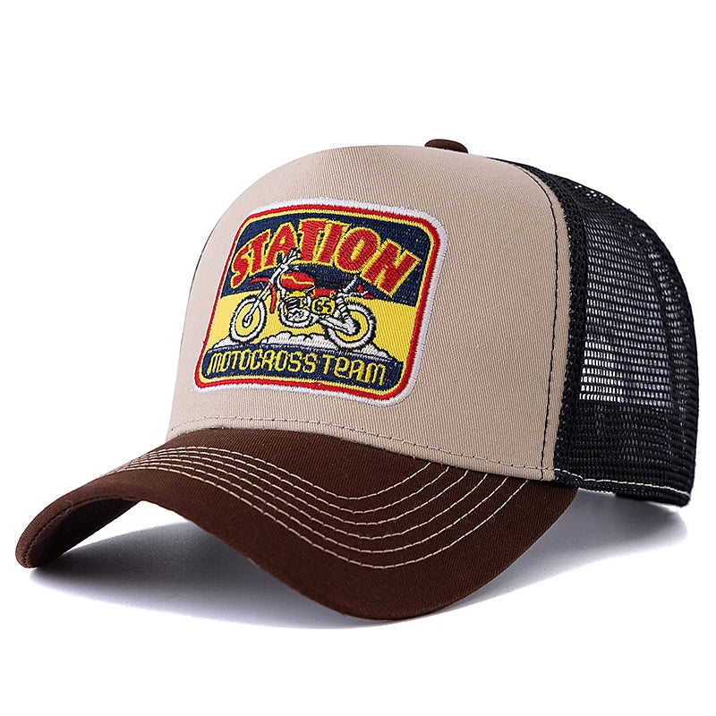 Unisex Mesh Classic Motorcycle Pattern Breathable Summer Baseball Cap