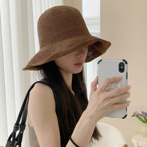 2026 New Raffia Cloche Hat Women Straw Hat Floppy Picnic Hat
