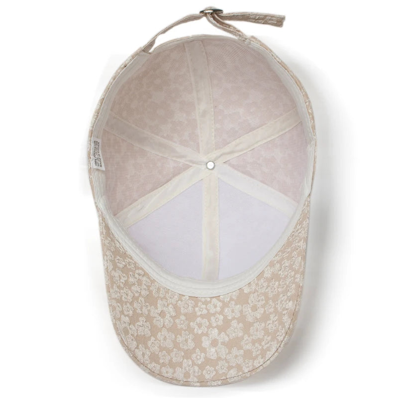 Summer Women Rhinestone Baseball Cap Flower Embroidery Hats