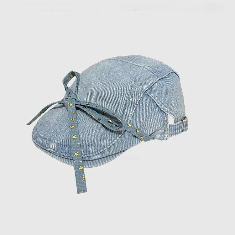 Women Bow Denim Baseball Cap