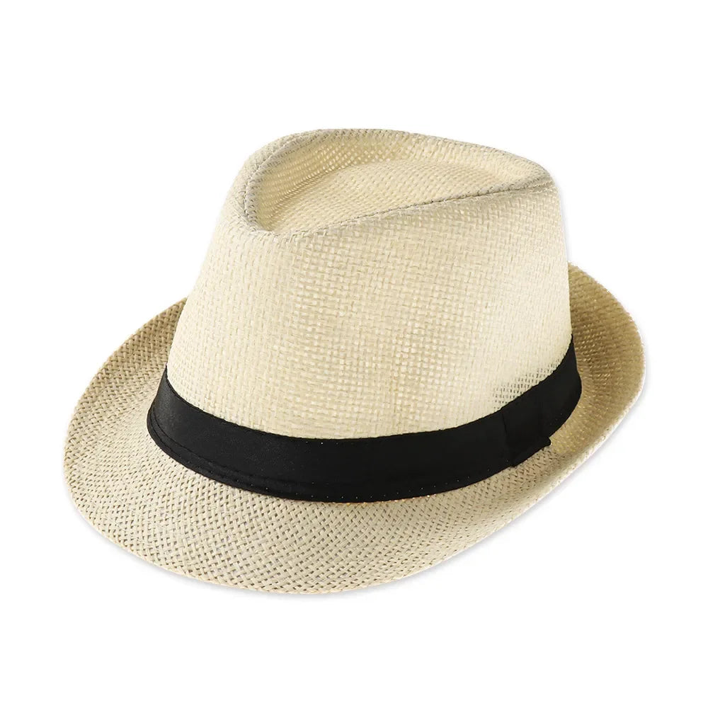Straw Sun Hat Casual Breathable Cowboy Wide Brim Jazz Hat