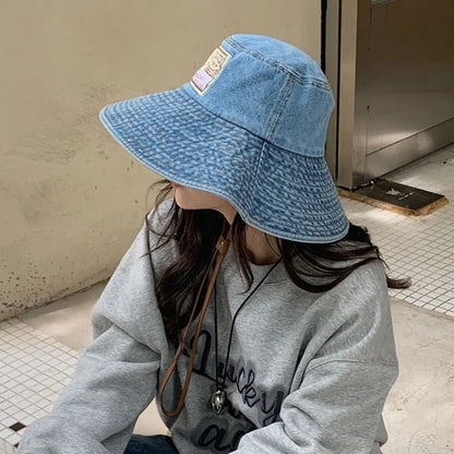 Women Denim Bucket Hat Spring Autumn Korean