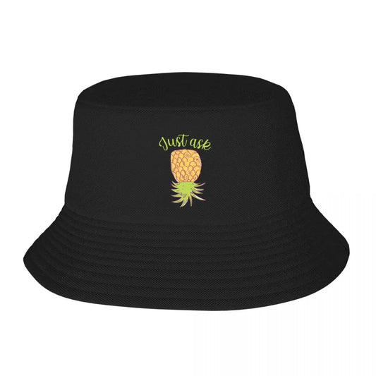 Upside Down Pineapple: Just Ask Bucket Hat  Christmas Hat For Men Women's