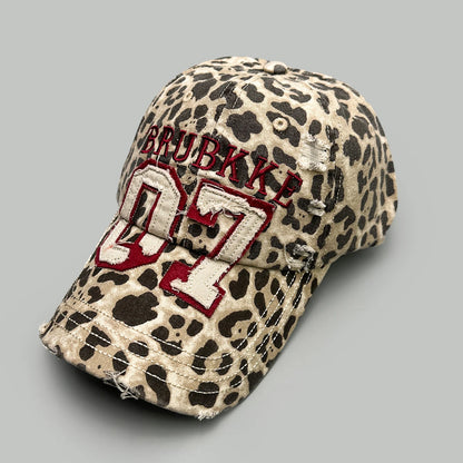Street Retro Leopard Print Embroidery Baseball Hats