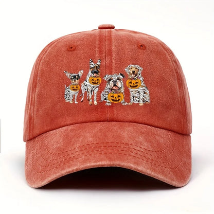Halloween Pumpkin Puppy Printed Baseball Hat for Men and Women