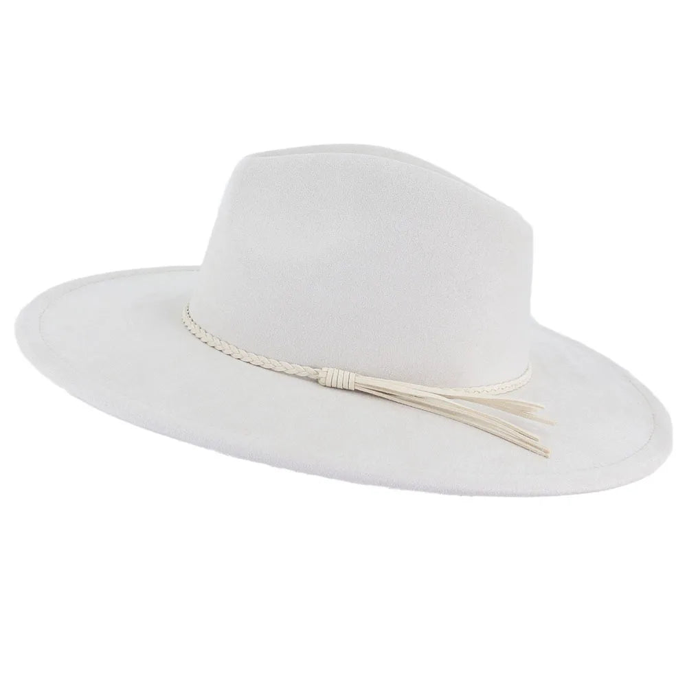 Suede Top Hat 9.5cm Wide Brim Fedora Hat Men Women