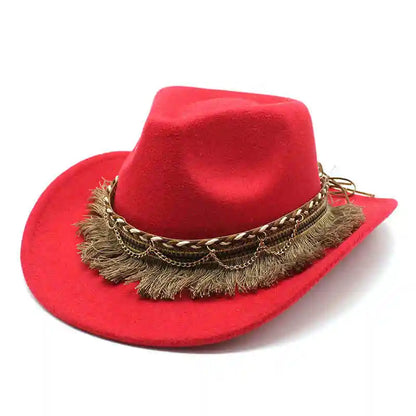 Wide Brim Fedora Hat With Braided Tassel Band - Church Jazz Hat