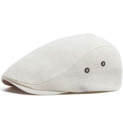 Men Linen Flat Cap Summer Breathable Newsboy Ivy Gatsby Beret Hat