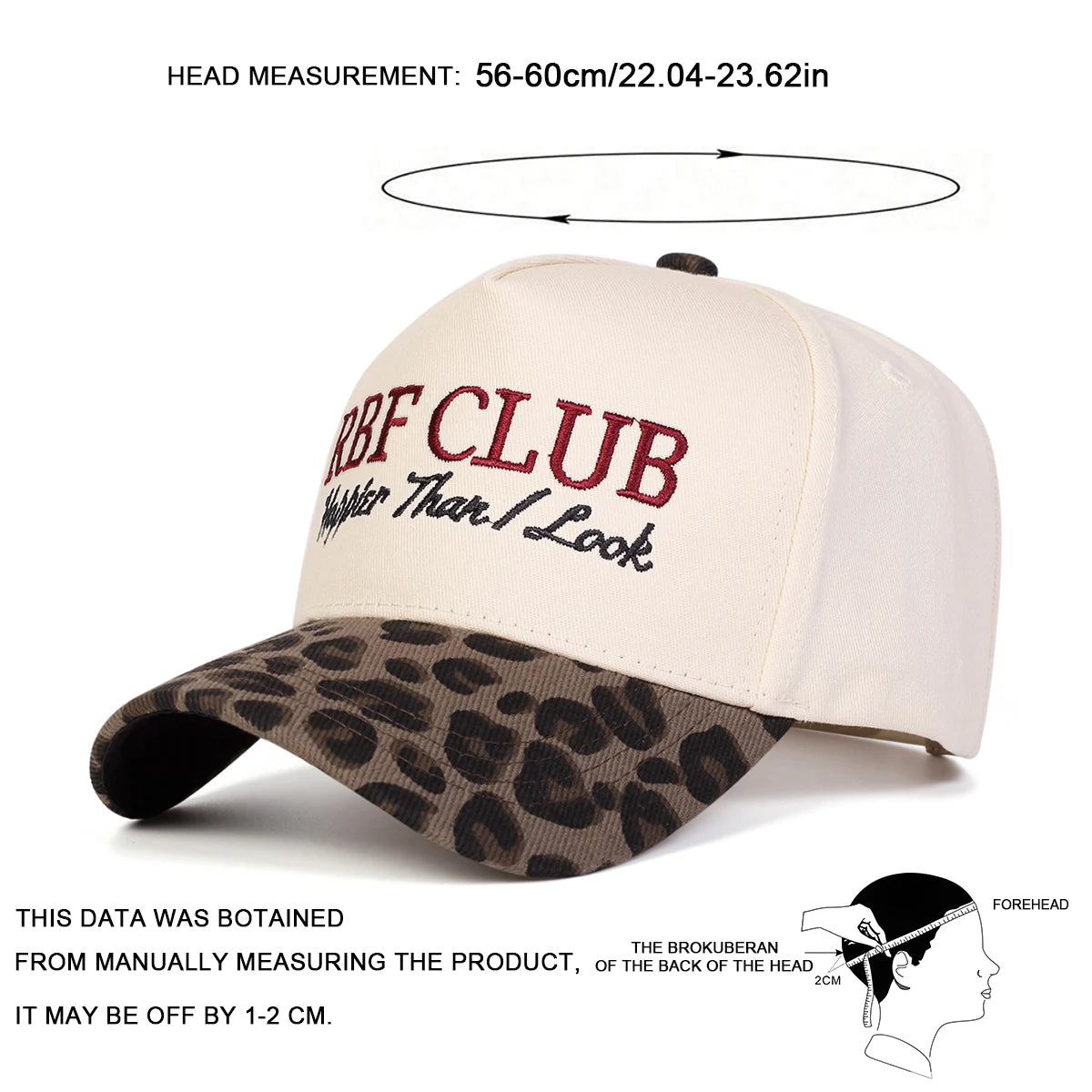 Unisex RBF Club Letter Embroidery Baseball Caps Spring Autumn