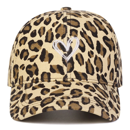 Unisex Love Embroidery Leopard Print Baseball Caps