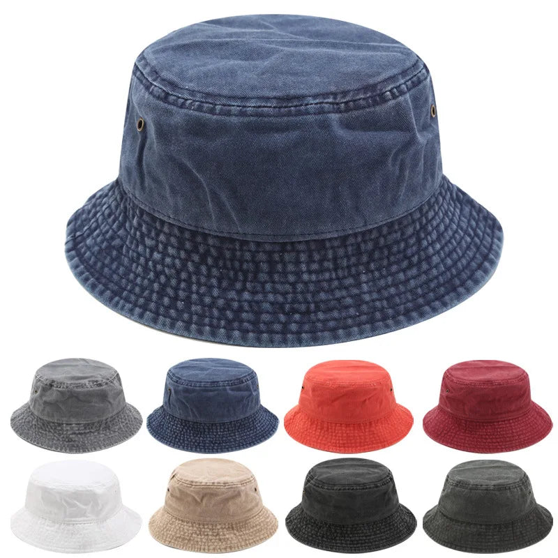 New Fisherman Hat Vintage Denim Bucket Hats Outdoor Men Women