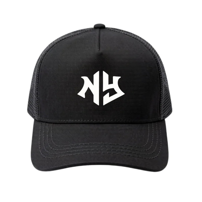 NEW YORK Printed Trucker Mesh Hat Adjustable Snapback Dad Hat Breathable Outdoor Sun Baseball Cap
