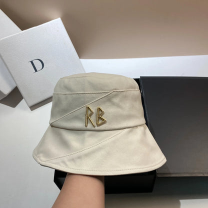 Luxury Metal Logo Letter RB Bucket Hat Women