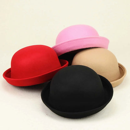 Top Cap Solid Color Women Girl Fashion Polyester Fedora Hats