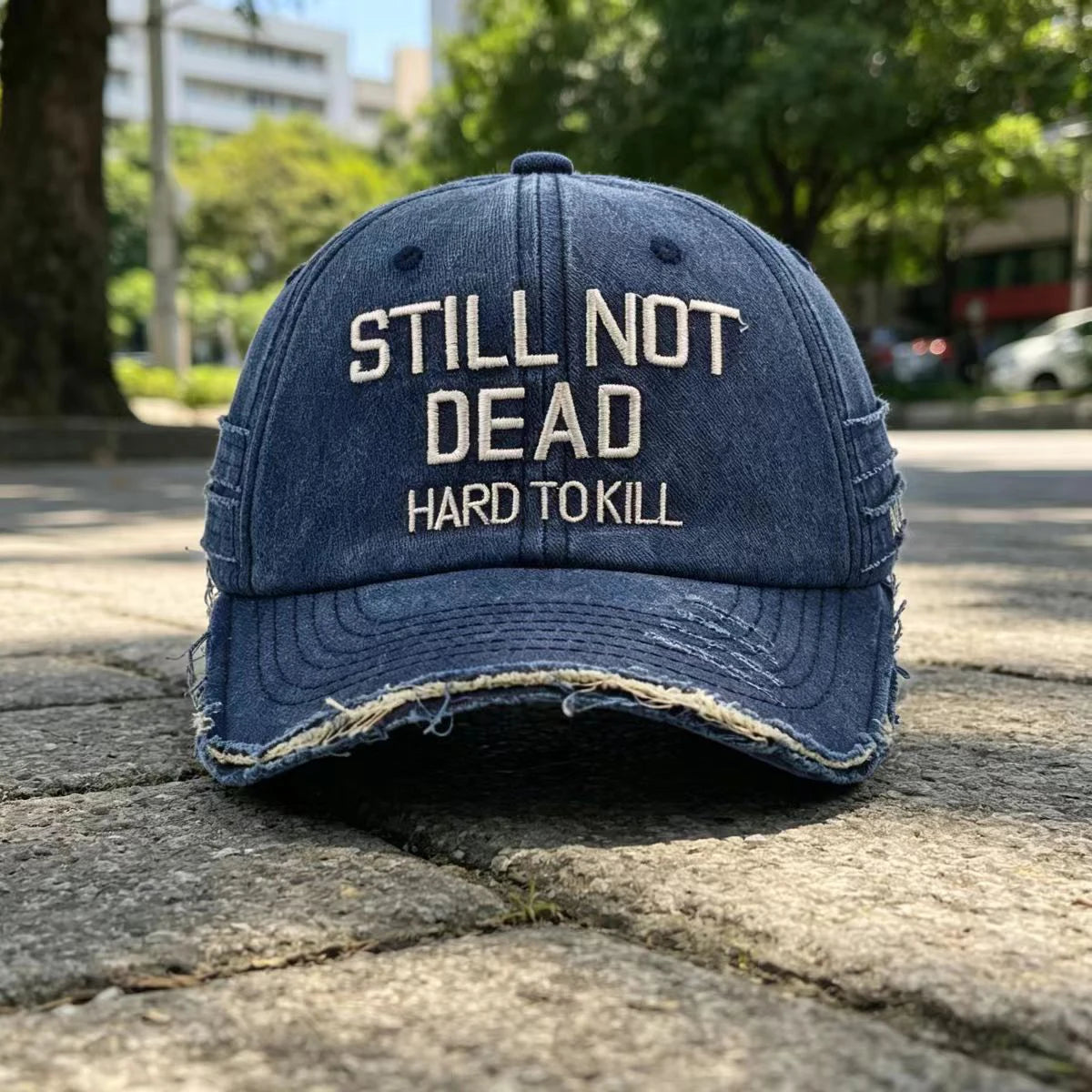 Vintage Washed Distressed Denim Baseball Cap