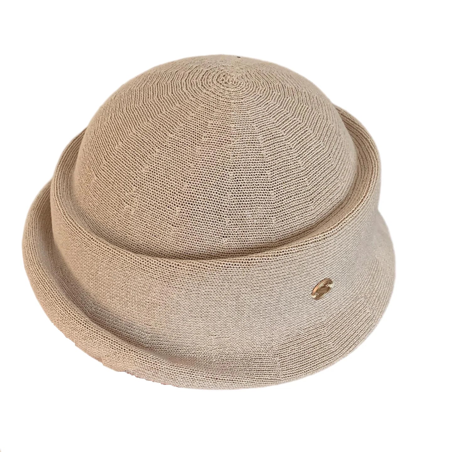 French-Style Hepburn-Inspired Metal-Trimmed Rolled-Brim Hat
