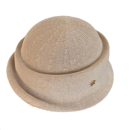 French-Style Hepburn-Inspired Metal-Trimmed Rolled-Brim Hat