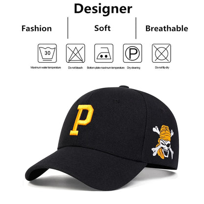 P Letter Side Pirate Embroidery Baseball Cap Men Women Spring Summer
