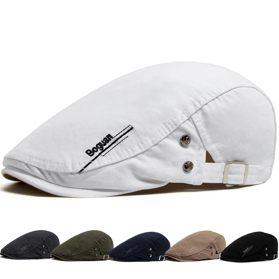 Fashion Men's Beret Button Embroidery Cotton Vintage Berets Outdoor