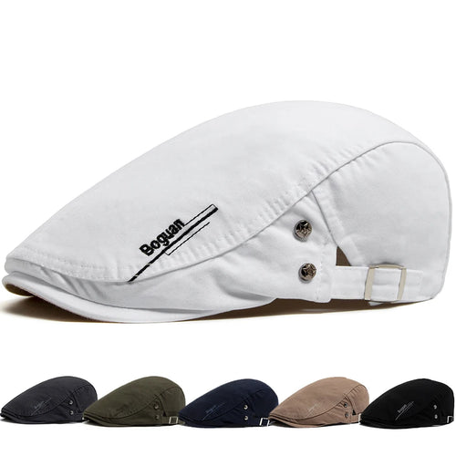 Fashion Men's Beret Button Embroidery Cotton Vintage Berets Outdoor