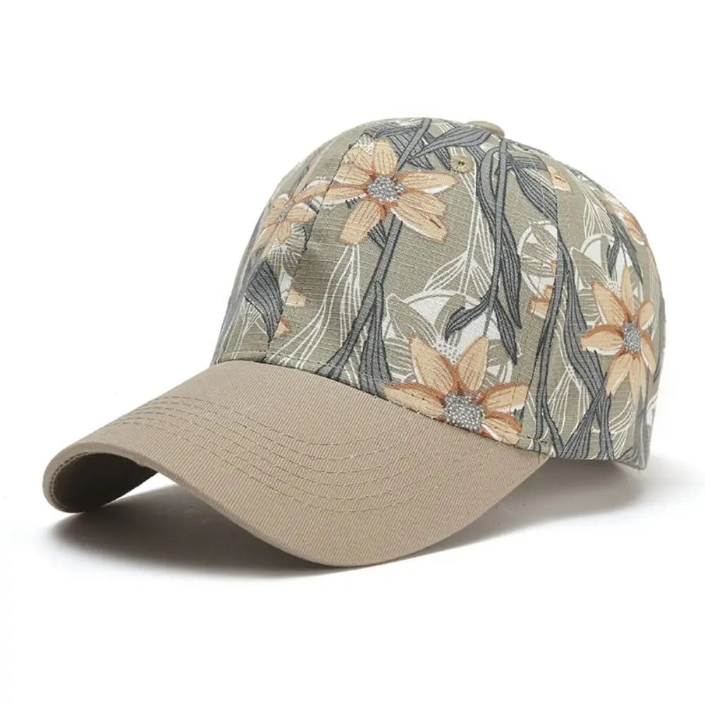 New Flower Print Sunscreen Hat Adjustable