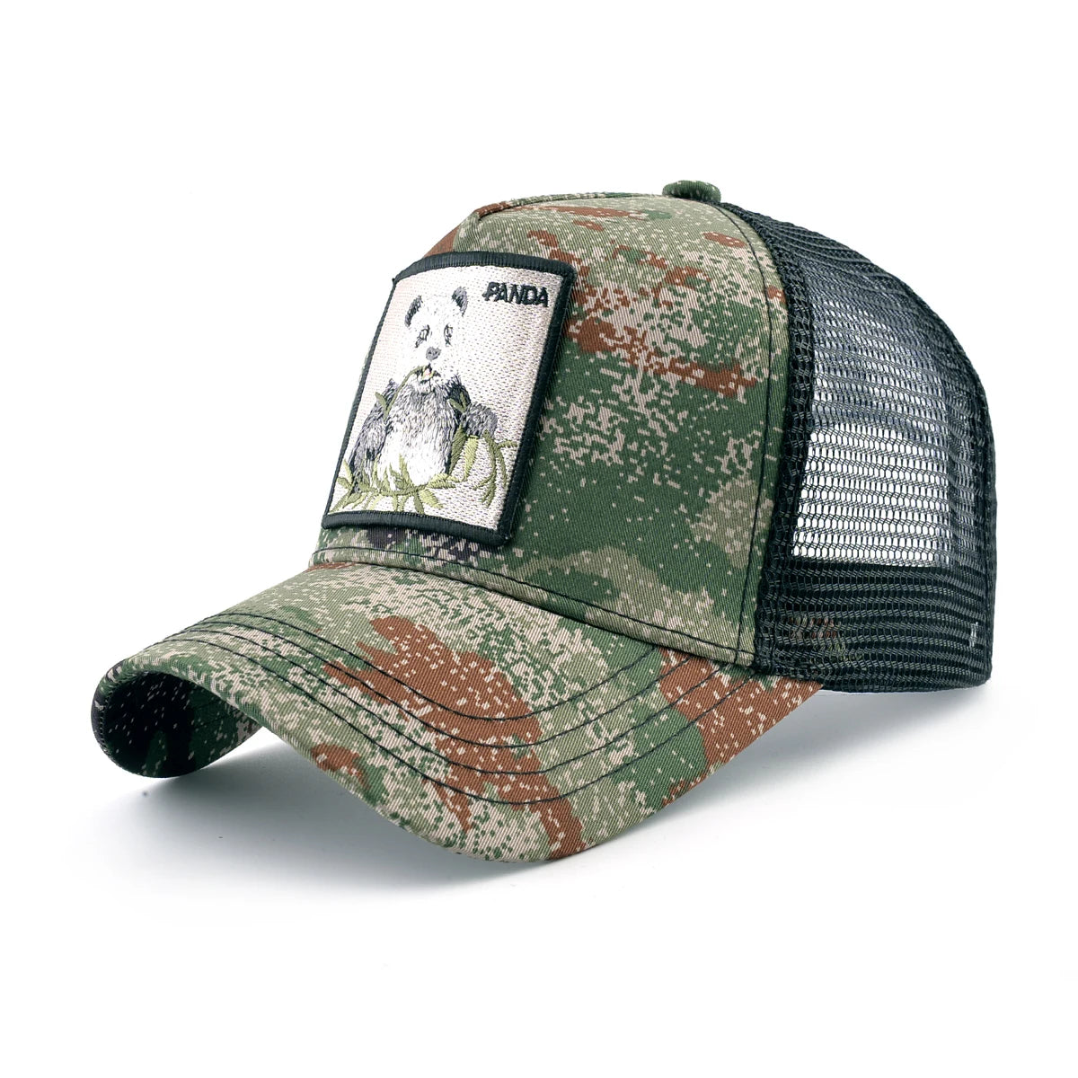 Camouflage Trucker Cap With Embroidery Lion Patch Baseball Cap For Men Women