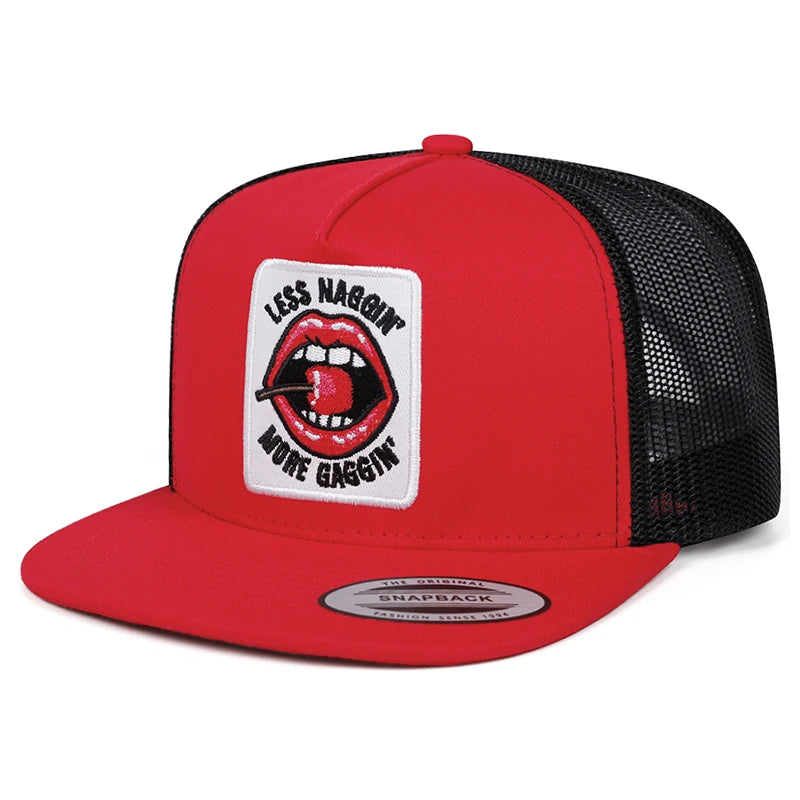 New Baseball Hat Red Lips Cherry Embroidered Flat Edge Hat Daily Leisure Decoration Sunshade Hat Unisex Hat