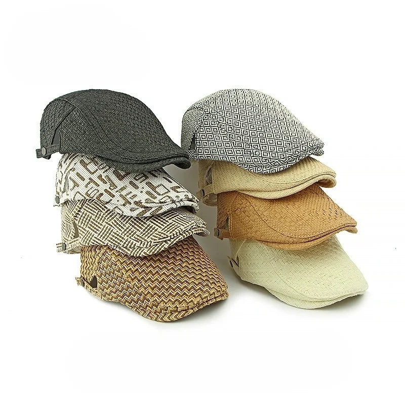 Men's Straw Beret Spring/Summer Sun Protection Hat