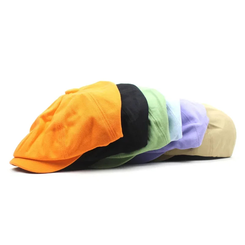 Spring And Summer Solid Cotton Newsboy Caps Men Flat Peaked Cap