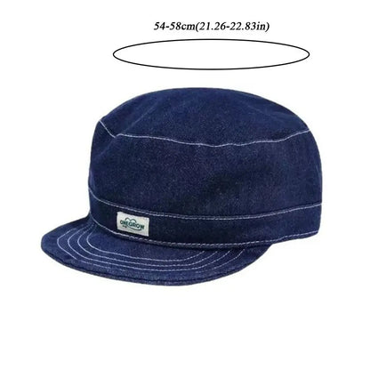 New Blue Denim Baseball Cap Soft Top Short Brim Flat Top Hats