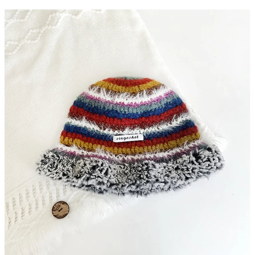 Dopamine Autumn Crochet Panama Cap Korean Handmade Bucket Hats