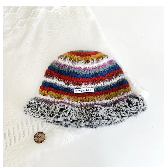 Dopamine Autumn Crochet Panama Cap Korean Handmade Bucket Hats