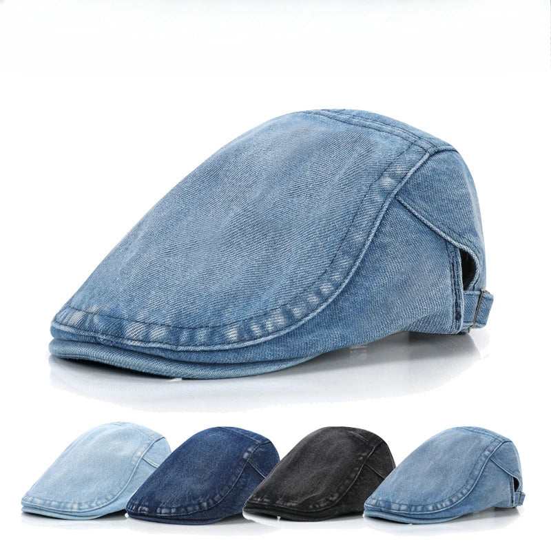 Denim Forward Hat Women's Spring Autumn Beret Washed Simple Thin Hat