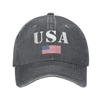 USA Vintage Military With United States Flag Baseball Cap