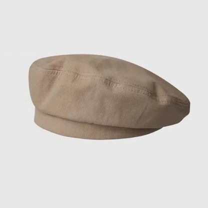 Cotton Women Winter Hats Vintage French Plaid Top Military Cap