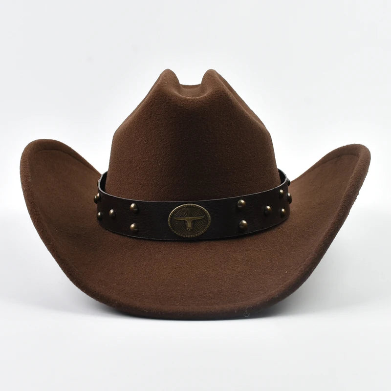 Men Women Vintage Big-Edge Western Cowboy Hat Gentleman Cowgirl Jazz Hat