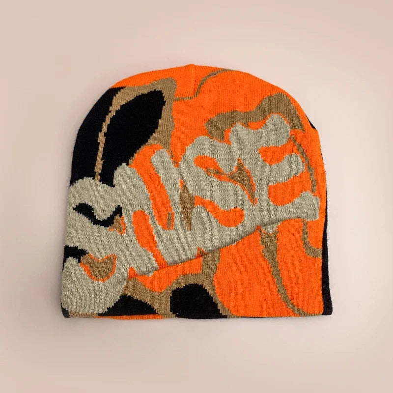 Color Block Letter Wool Knitted Hats
