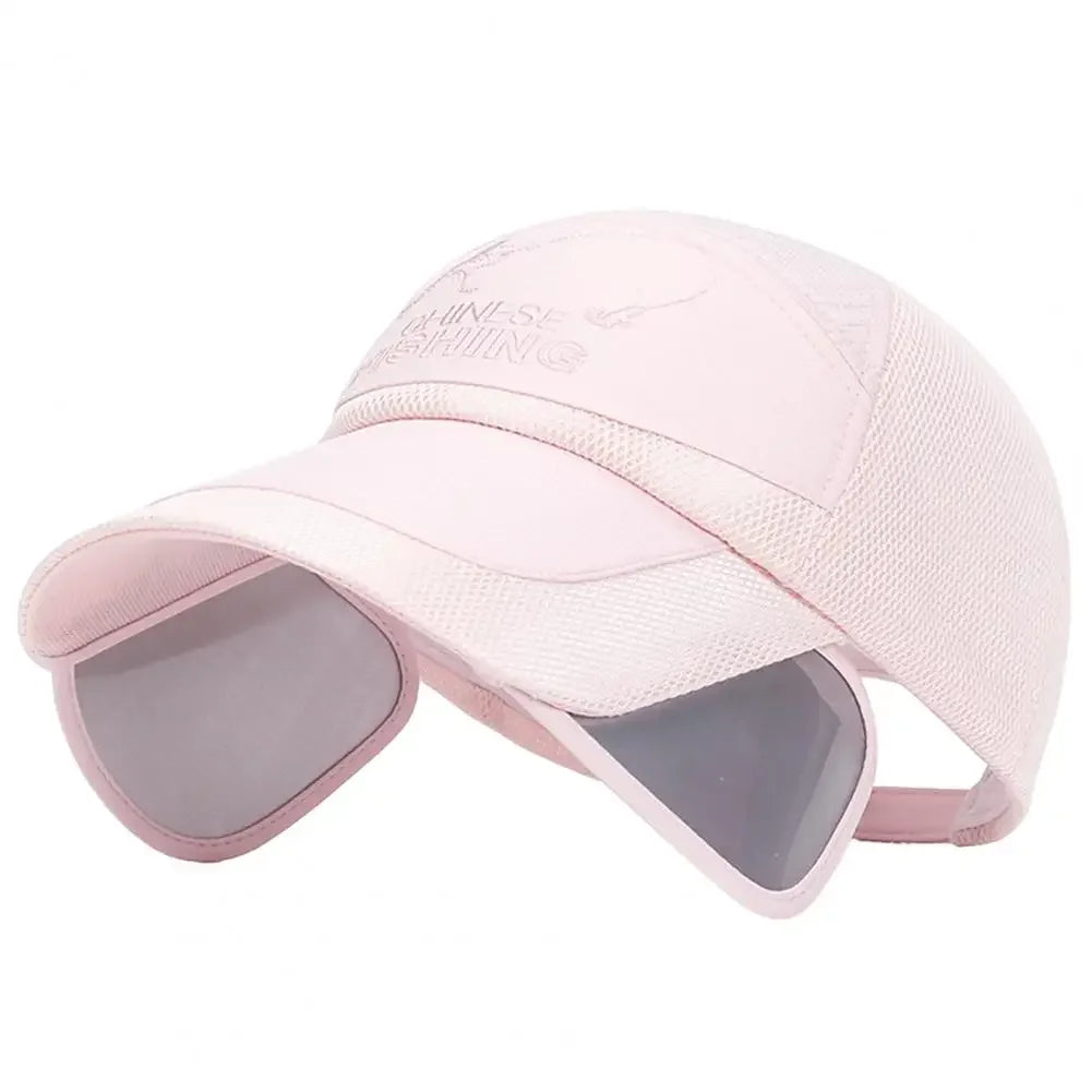 Adjustable Sun Visor Hat Retractable Brim Fishing Cap Quick-Drying Breathable Mesh